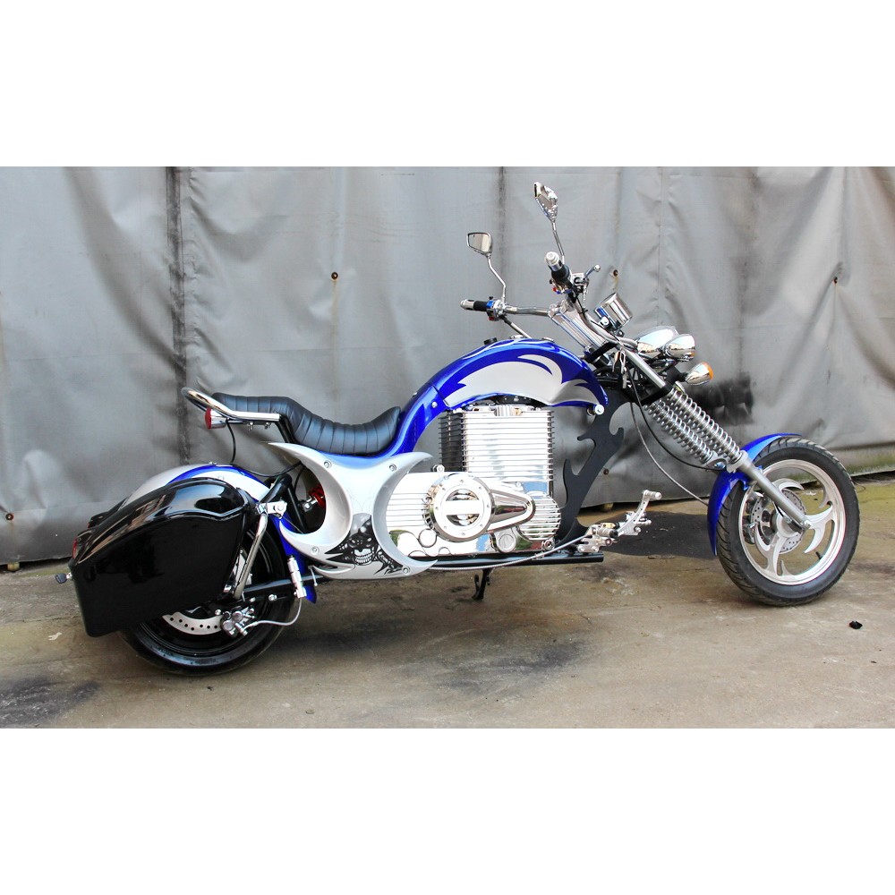 Электромотоцикл GreenCamel Chopper C200, 72V 3000W R15 Синий 2