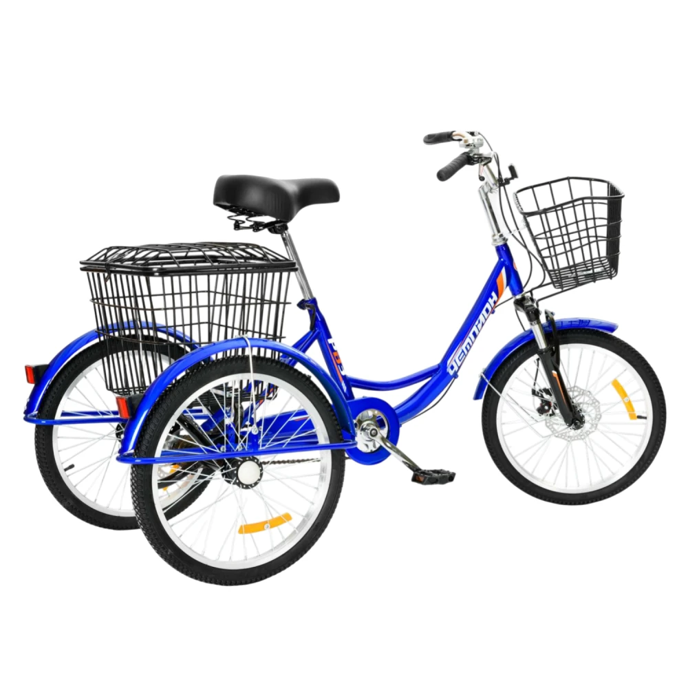 Трехколесный велосипед для взрослых РВЗ Чемпион 20" 1 скорость синий 2